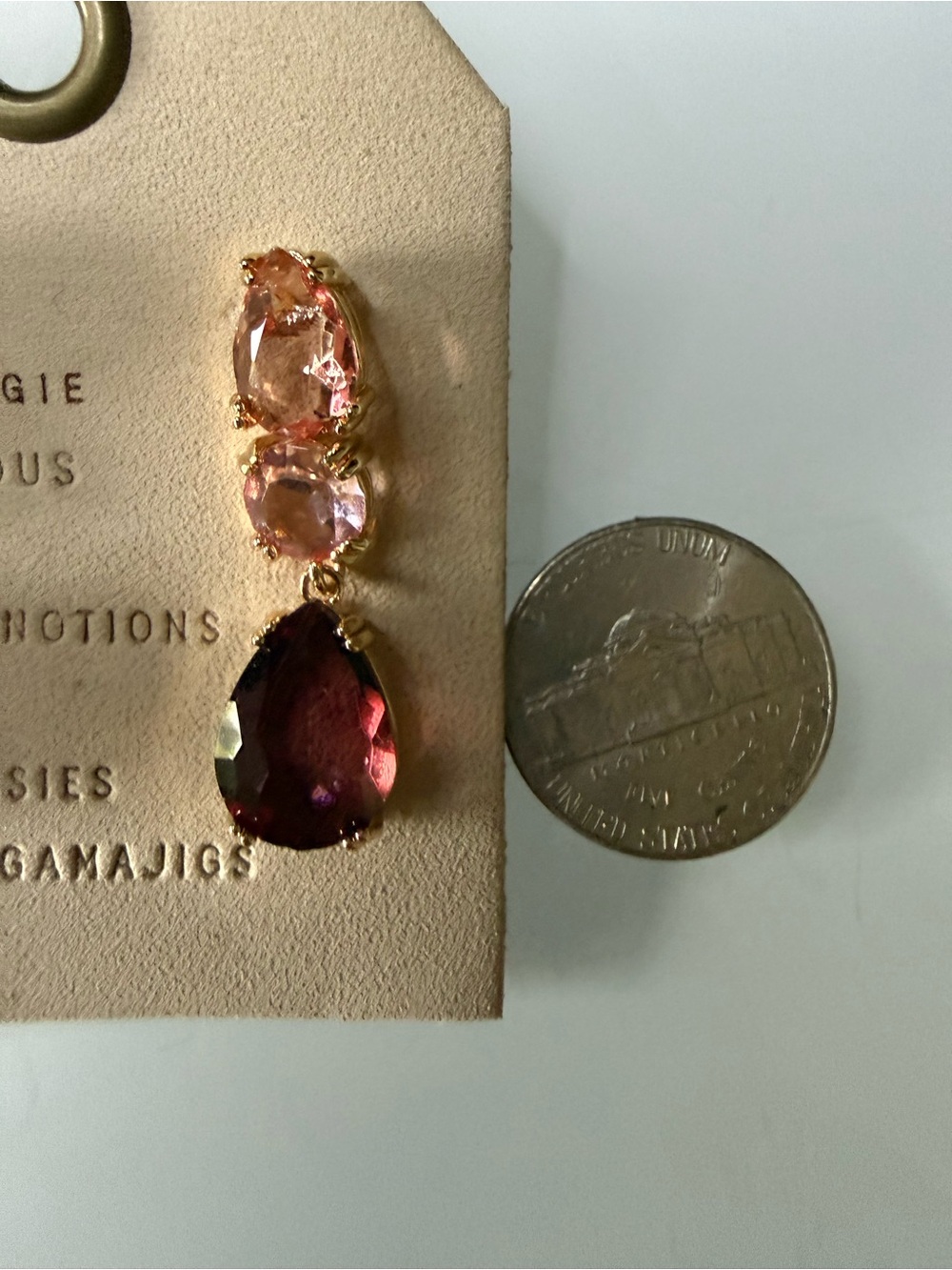 NWT Anthropologie Gradient Crystal Drop Earrings Vintage Rose - Picture 3 of 3